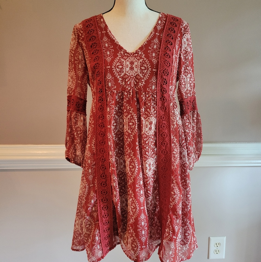 As U Wish Red and White Ruffled Tiered Sundress